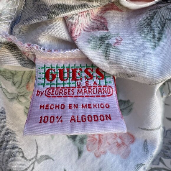 Guess Vintage 80s 90s Floral Sleeveless Button Down Soft Cotton Summer Top Shirt - Picture 2 of 7